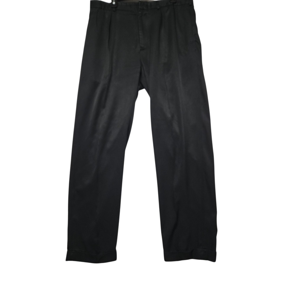 Polo Ralph Lauren Mens Black Pleated Cuffed Dress Pants Trousers 34x31.5
